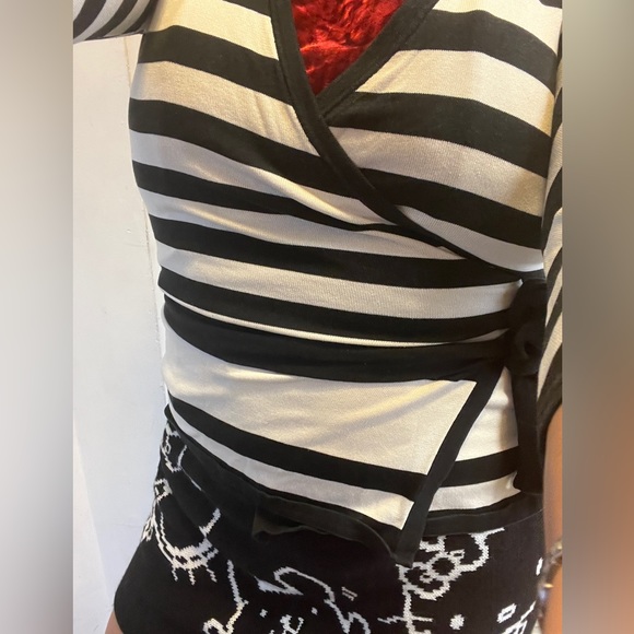 DVF Diane von Furstenberg Ballerina Wrap Tie Up Ribbon Bow Stripe Sweater Ballet - Picture 6 of 12